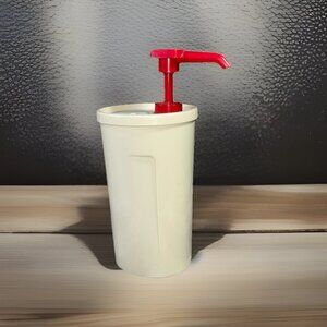 Vintage Tupperware Ketchup dispenser light beige with red tip